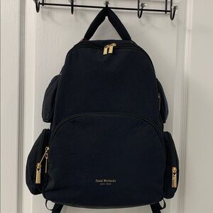 Isaac Mizrahi Black Nylon Multi-Compartment Backpack